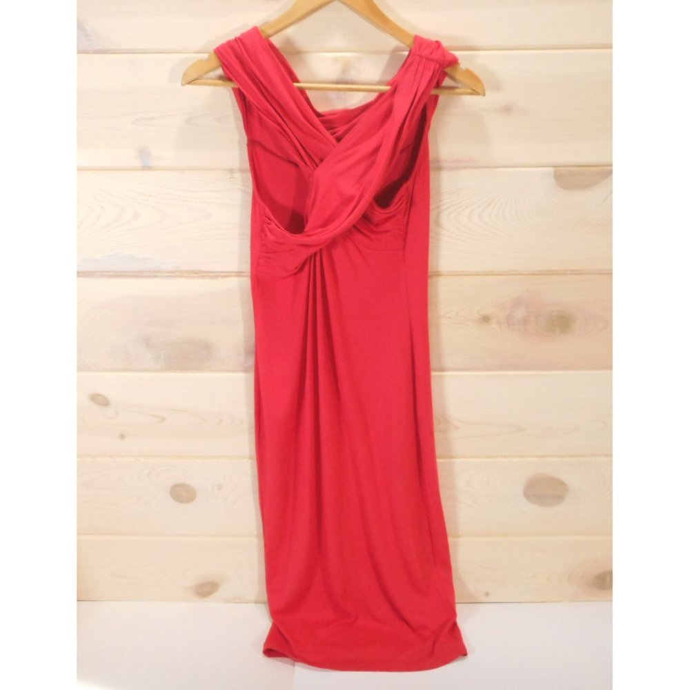 ASOS Tall Women's Size US 8 Cross Front Dress Watermelon Pink Stretch Knit